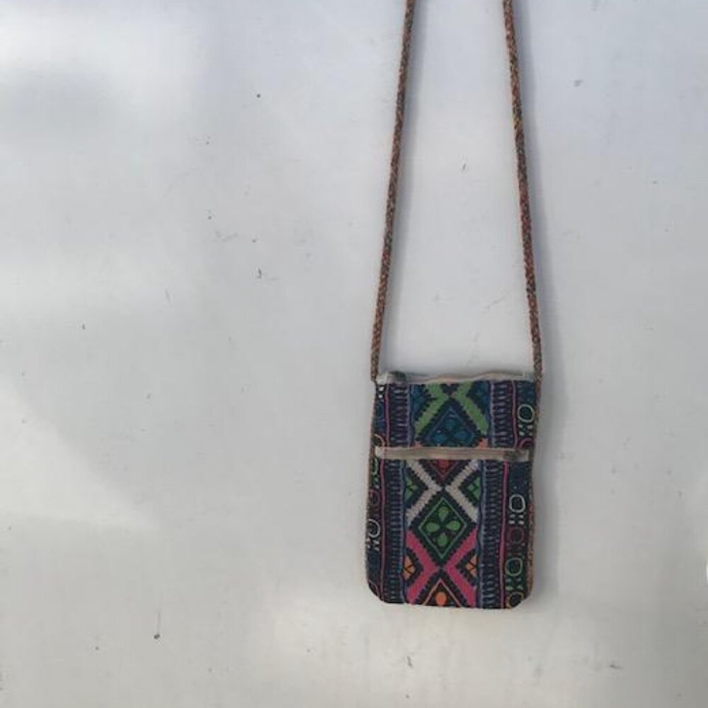 BLACK Hobo Mirrored Vintage Kantha Pouch Indian Carpet Medicine Crossbody Bag